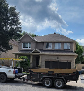 Roofing Crew Arrives With Cleanup Trailer - Nepean - Done-Right-Roofs-20230802